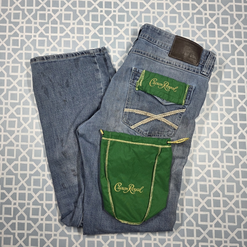 Custom Crown Royal Blue Denim TK Axel Jeans Casual Streetwear Promo Mens 34x30